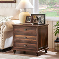 Joaxswe 24' Wide Farmhouse Night Stand,Large End Table with 3 Drawers & Metal Handle,Wood Dresser for Bedroom Cabinet, Bed Side Table Chest of Drawers,Brown Nightstand for Living Room,Close