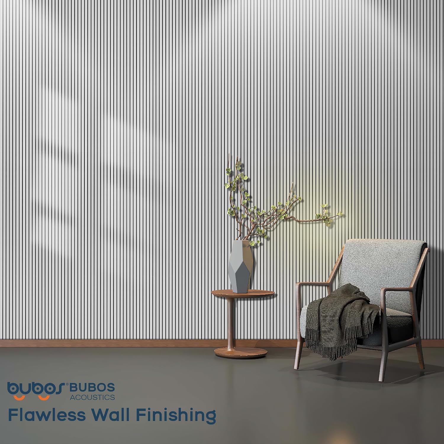 BUBOS 10 Pack Large Acoustic Panels, 48'X 12'X 0.4' Sound Proof Panels for Walls,Decorative Self-Adhesive Acoustical Wall Panels,3D Slat Sound Panels for Home Office Studio (White 01)