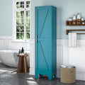 Baborokic Tall Narrow Storage Cabinet,Metal Cabinet with 5 Adjustable Shelves,Narrow Pantry Storage Cabinetwith Single Barn Door, Slim Cabinets for Corner,Bathroom,Kitchen,Entryway 67H Blue