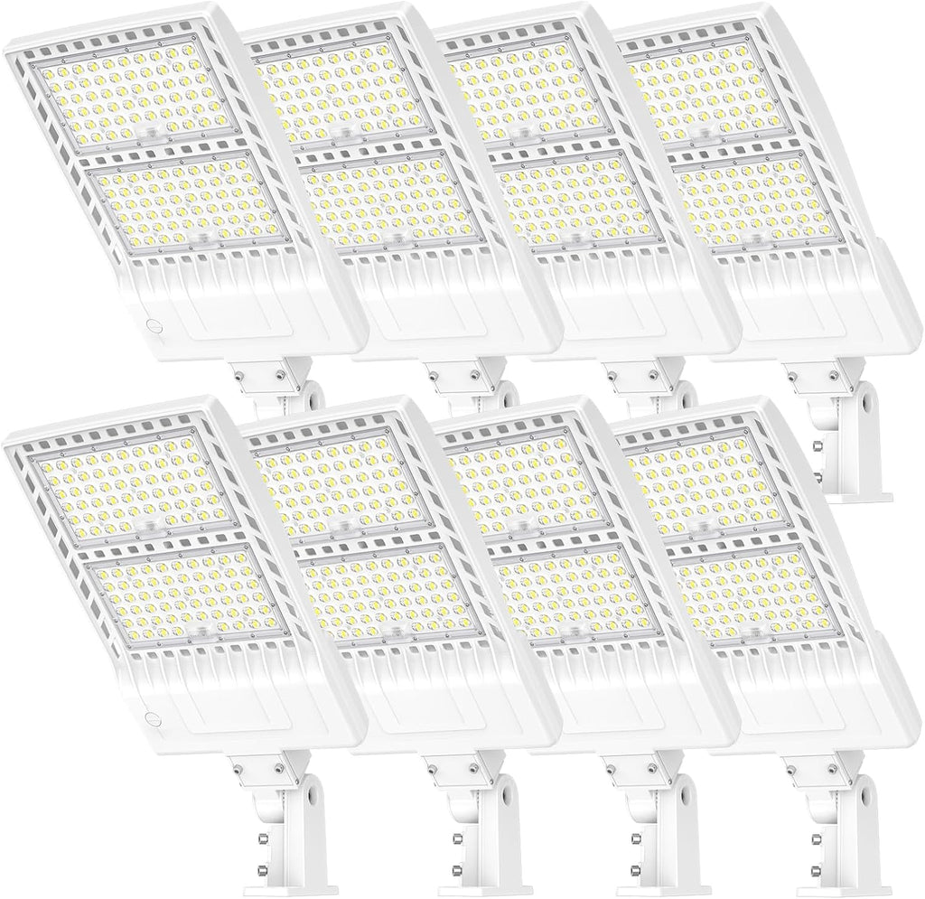 8 Pack LED Parking Lot Light 400W 320W 240W Adjustable, UL Listed 60000LM Outdoor Street Area Lighting with Photocell 100-277V IP65 5000K LED Shoebox Light Arm & Slip Fitter Mount for Street