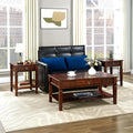 Living Room Table Set-1 Coffee Table and 2 End Tables with Storage Drawer and Shelf, Farmhouse Center Table with Wood Legs, Rectangular Corner Table, Easy Assembly Dark Cherry KFZ-D1258
