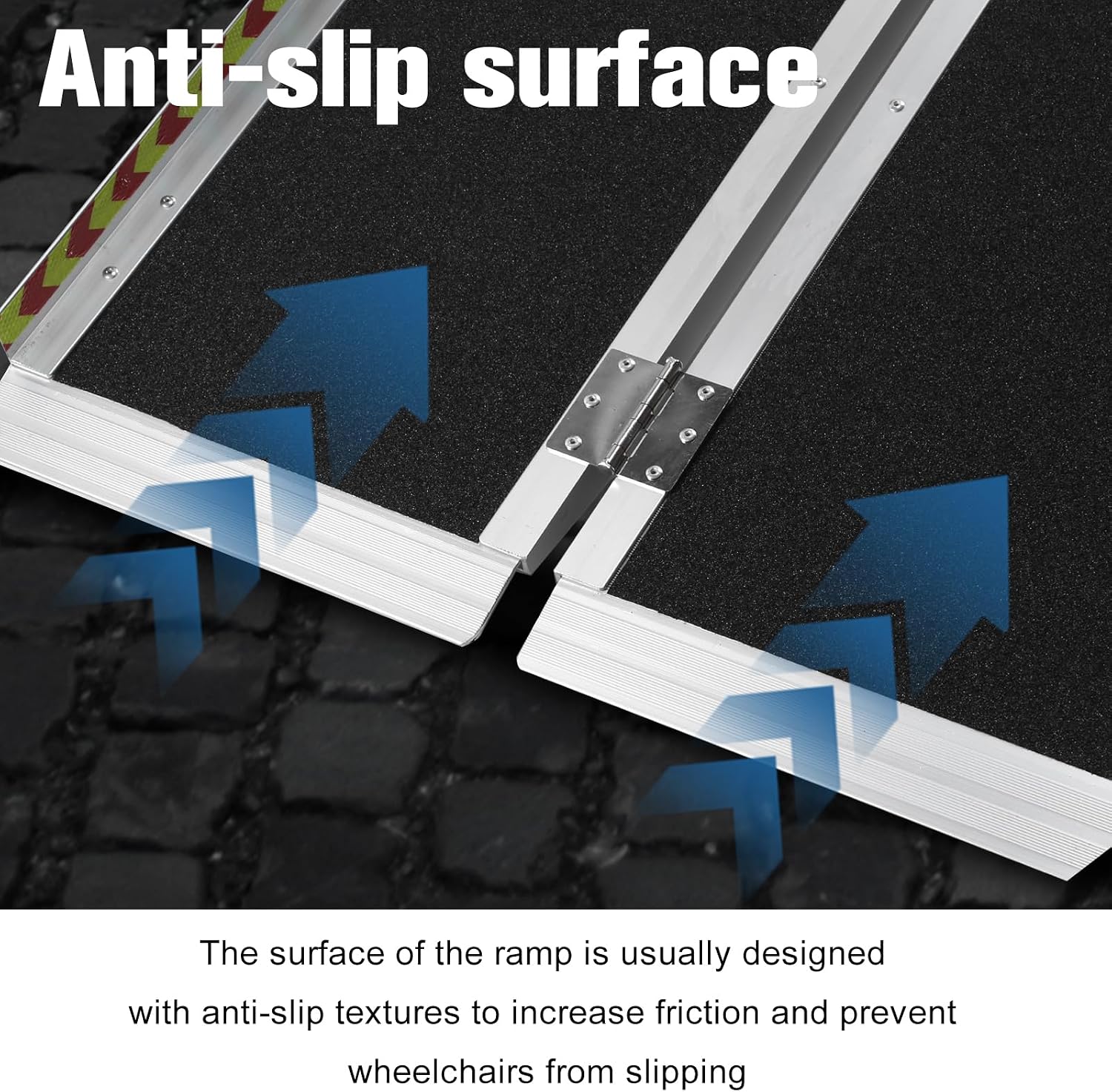 7FT Portable Wheelchair Ramp, Heavy Duty Aluminum Folding Ramp for Wheelchairs & Scooters, Non-Slip Threshold Ramp for Home Steps, Doors & Vehicles