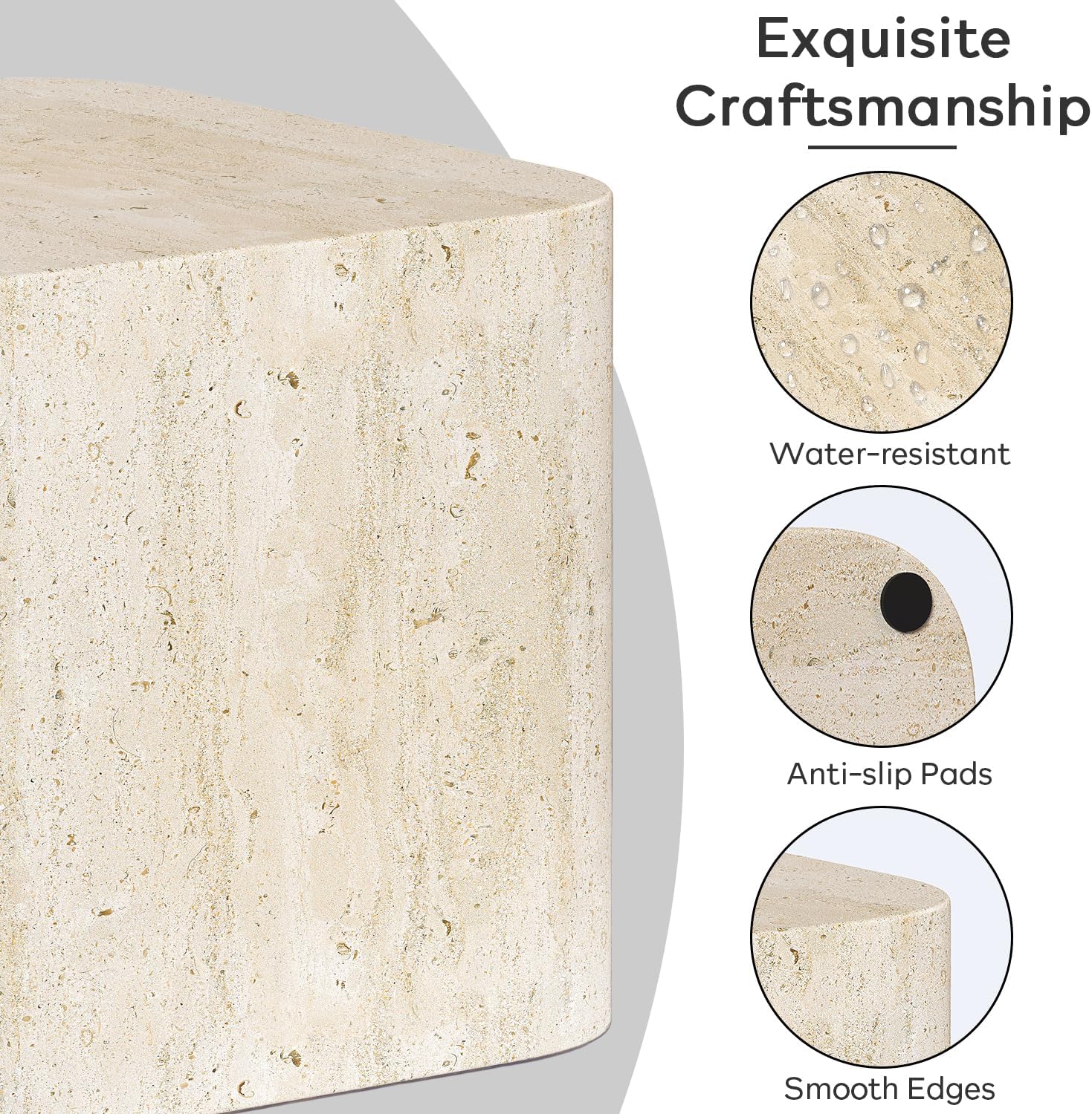 Nesting Coffee Table Set of 2, Modern Coffee Table and End Table Sets, Small Wooden Nesting Side Tables for Living Room Bedroom Apartment(Travertine)