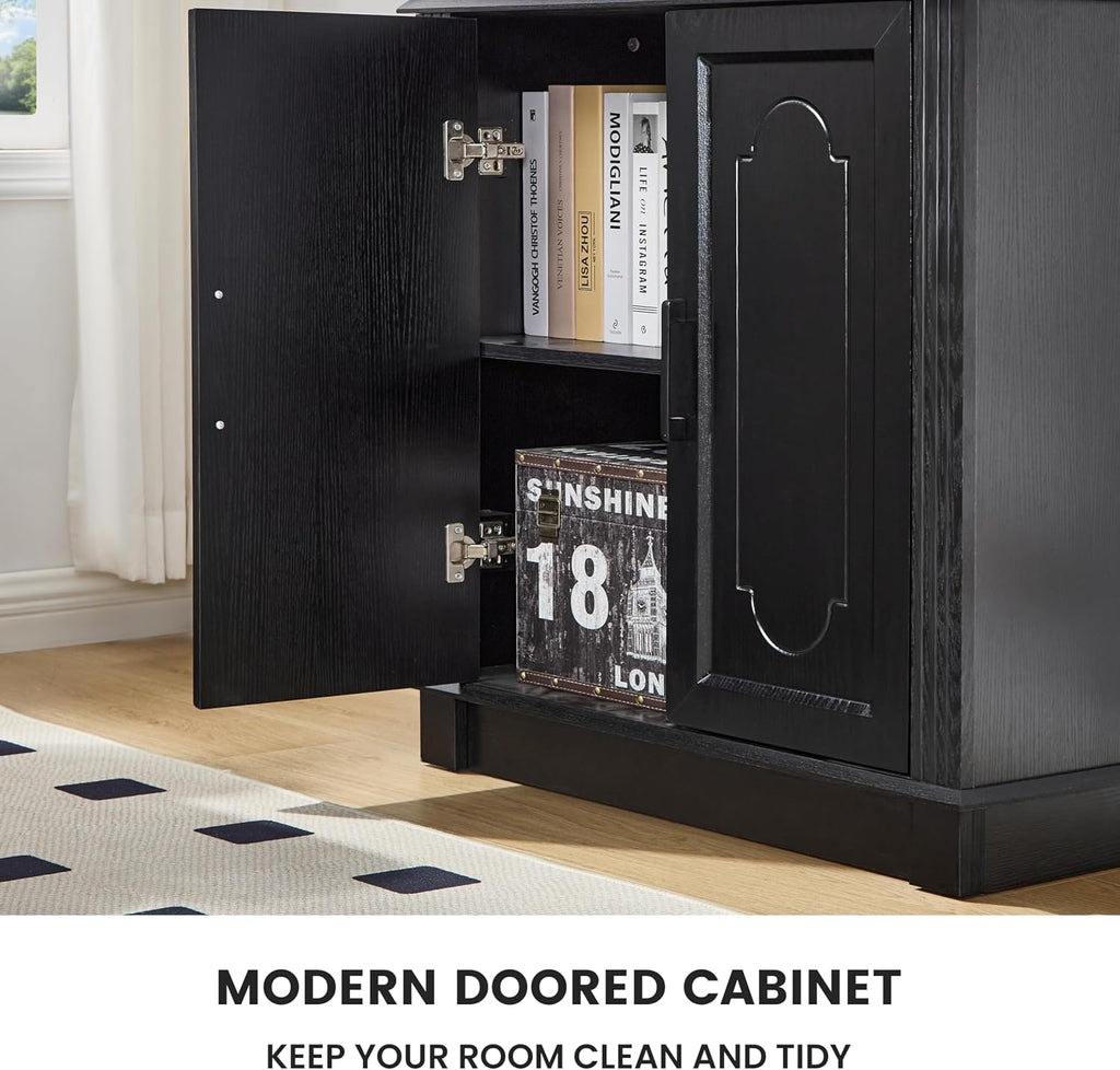 LIDYUK Black 5 Tier Book Shelf and Bookshelf with Storage Cabinet Doors, 72 Inch Tall Bookcase, Wooden Cube Storage Organizer, Bookshelf, Display Cabinet Furniture, Living Room, Pantry