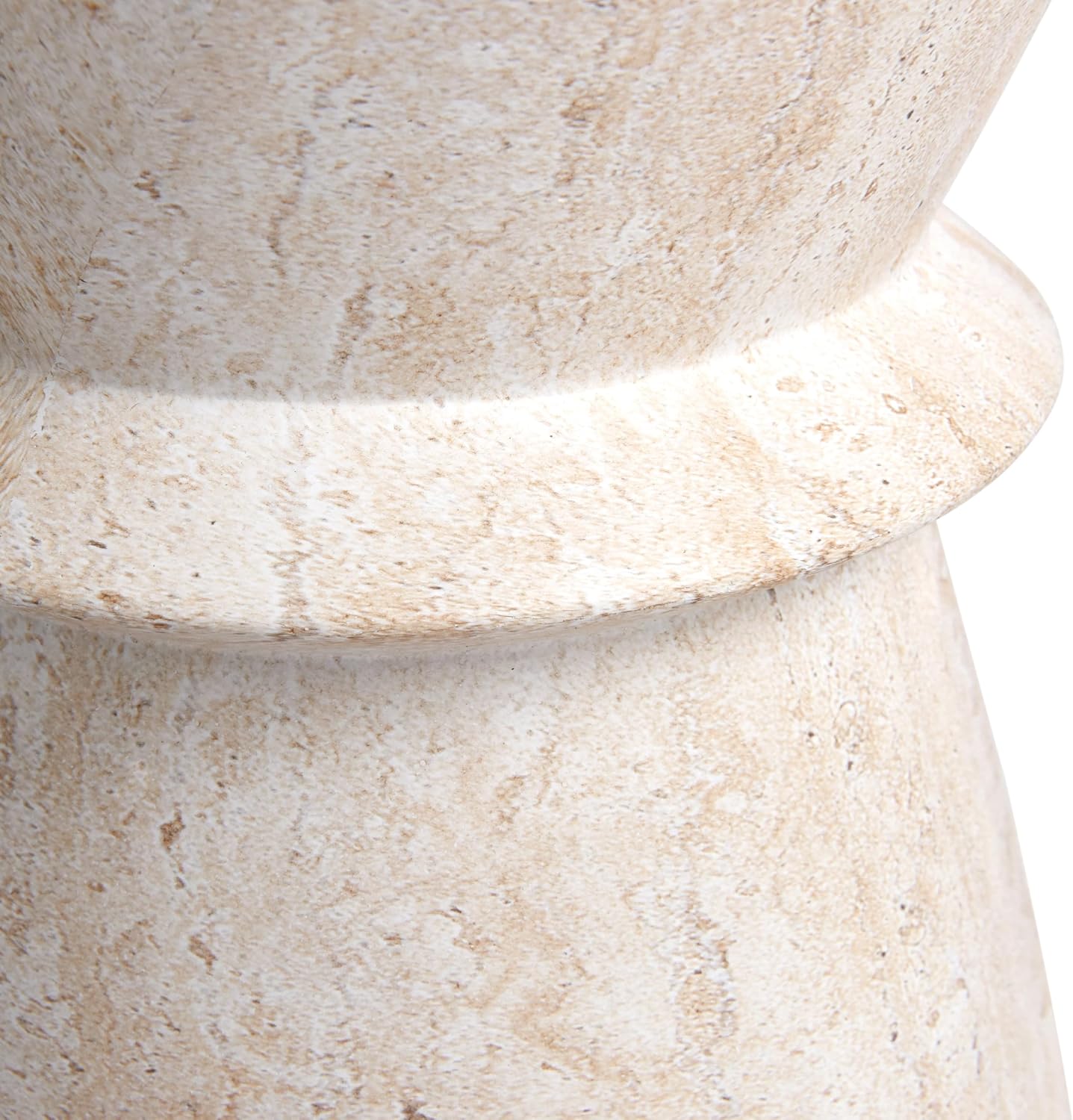 Empire Art Direct Hourglass Travertine Stone Finish Italian Design MgO Side Accent Table, Living Room, Bedroom & Office, 15.4'x15.4'x17.8'