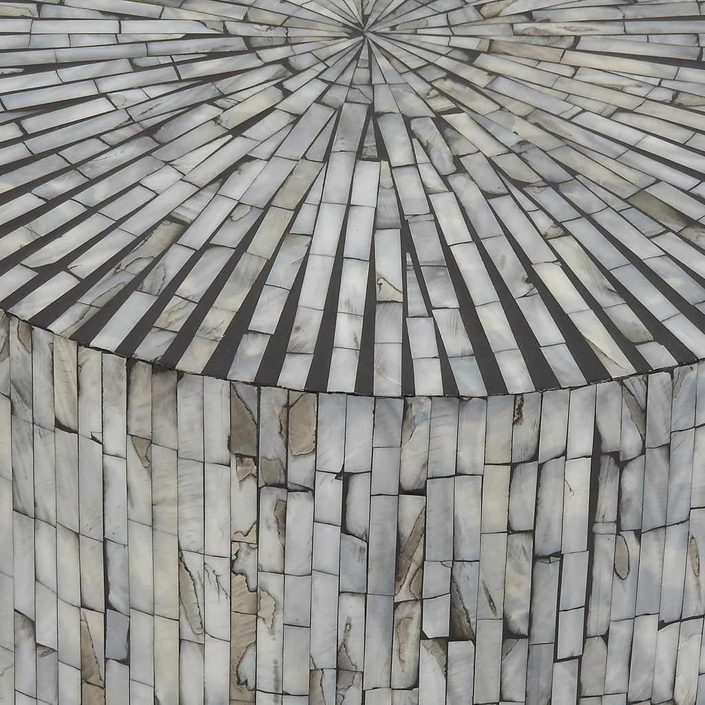 Deco 79 Mother of Pearl Shell Handmade Side End Accent Table Mosaic End Table, Side Table 14' x 14' x 20', Light Blue