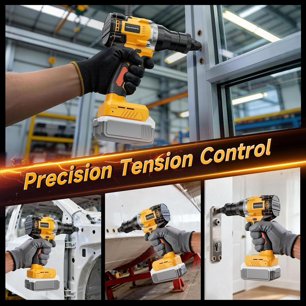 Electric Rivet Nut Tool Kit Compatible with DeWalt 20V Battery(Not Battery), Rivet Nut Gun with 1/4', 5/16', 3/8' Head, Rivnut Gun with Auto Mode & Memory Function, for Metal Fabrication & Car Repair