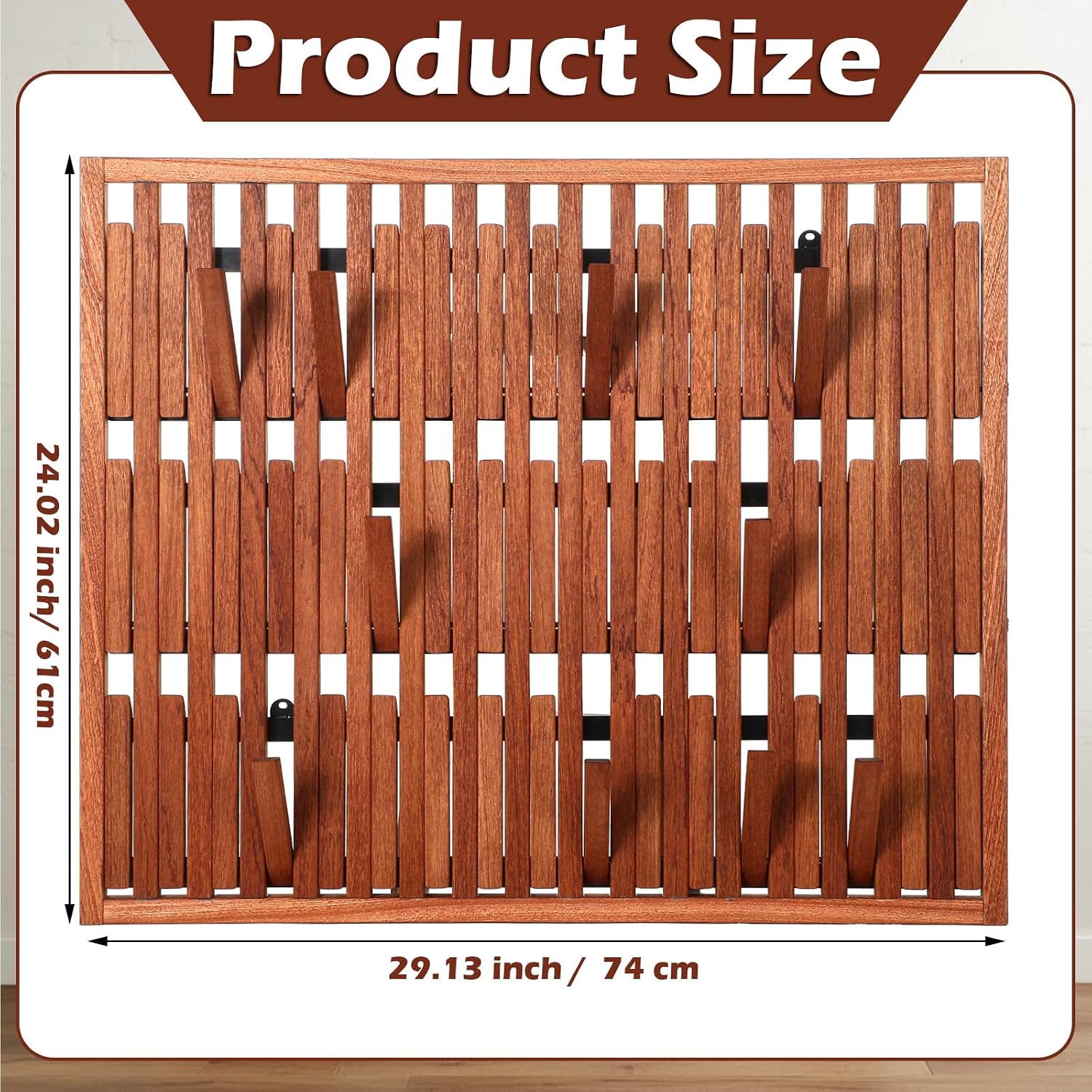 Weysat Piano Coat Rack with 51 Hooks Wall Mounted 24 x 30 Inches Large Natural Wood Magnetic Piano Key Coat Rack Flip Down Wall Hook Racks Entryway Hanger Organizer for Clothes Hat Bag Umbrella