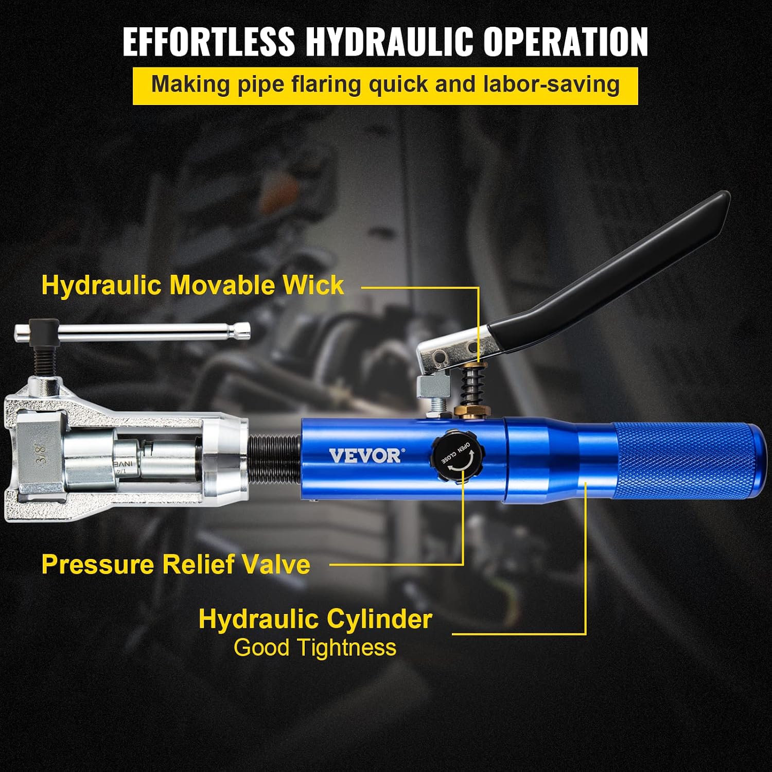 VEVOR Hydraulic Flaring Tool Kit, 45° Double Flaring Tool, Brake Repair Brake Flaring Tools for 3/16'-1/2', Brake Flare Tool with Tube Cutter and Deburrer, 32 PCS Tube Flaring Tools for Copper Lines
