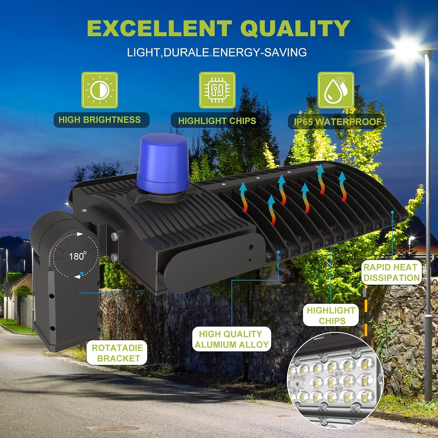 400W LED Shoebox Light 60000LM 5700K, Dusk to Dawn Photocell Outdoor Street Area Lighting, Super Bright Commercial Parking Lot Pole Light Fixture, Slip-Fitter Mount, IP65 Waterproof