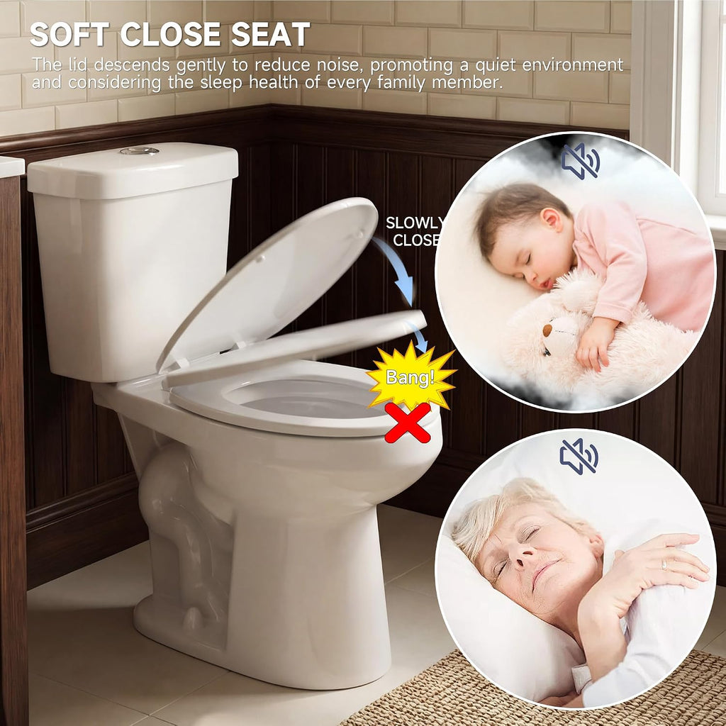 Miuara Elongated Tall Toilet 19 Inch for Seniors - 1.1/1.6 GPF Dual Flush Two Piece ADA High Toilet for Bathroom, 19 Inch Bowl Height, 20 Inch Seat Height, 12 Inch Rough In, Glossy White