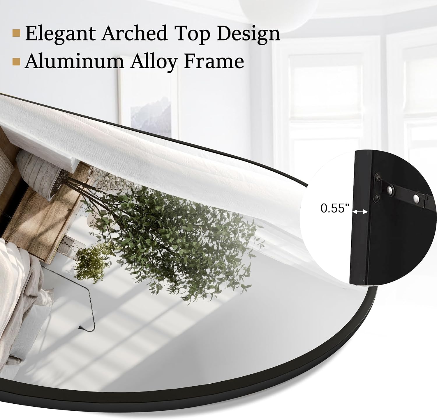 Rowjut Floor Full Length Mirror, Arched Mirrors Full Length 71'x30' Freestanding Large & with Aluminum Frame & Wall Mounted & Hanging or Leaning/Full Body Mirror for Bedroom, Black