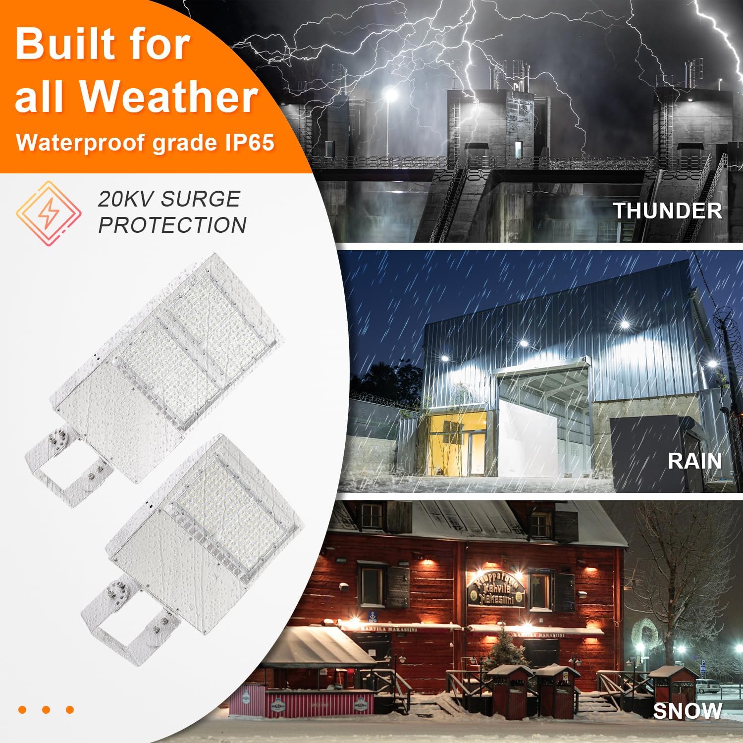 150W White LED Parking Lot Light, 21000LM LED Shoebox Area Light [500W MH/HPS Equiv.], 5000K Dimmable Outdoor Street Lighting Fixture with Surge Protection Built-in, IP65 AC100-277V UL Listed