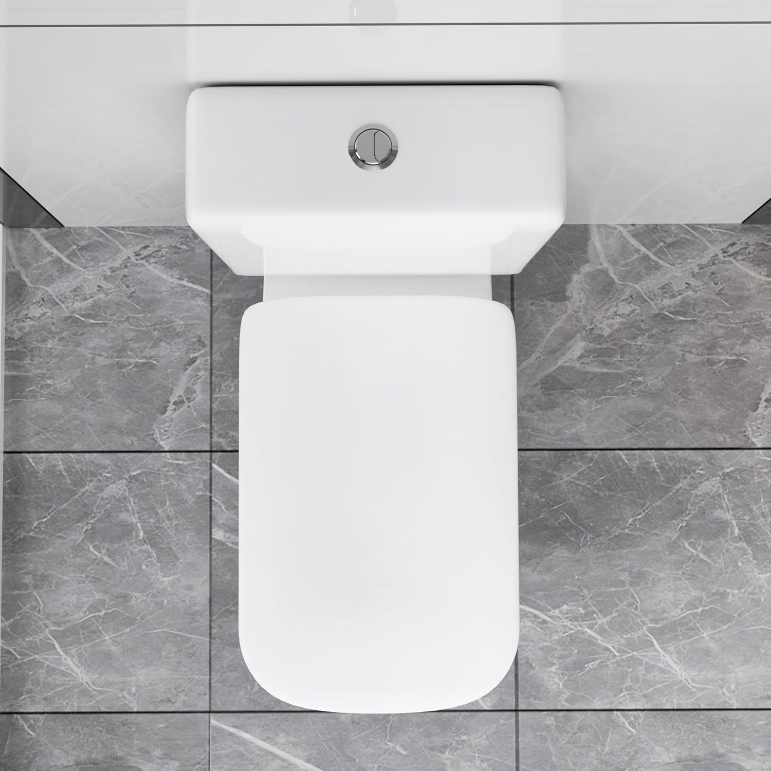 WinZo WZ5813 Rear Outlet Toilet Two Piece Square Design with Dual Flush 1.1/1.6 GPF P Trap Wall Discharge for Bathroom, White
