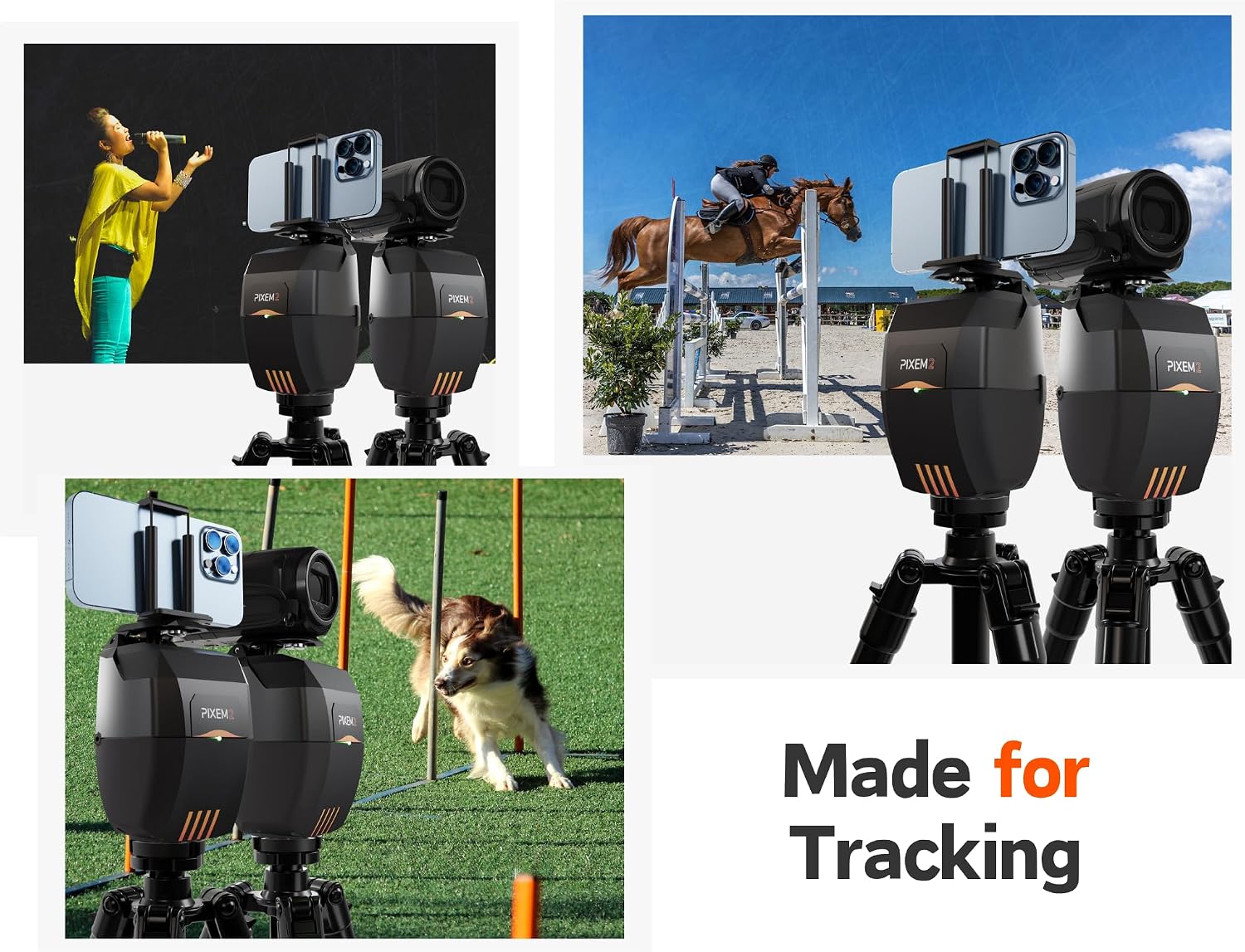 MOVE'N SEE PIXEM 2 Robot Incl. Tripod LITE | Horse Track Pack | Auto Follow Camera for Individual Sports and Stage, Equestrian Tracking Pack, 360° Rotation, Remote App Control