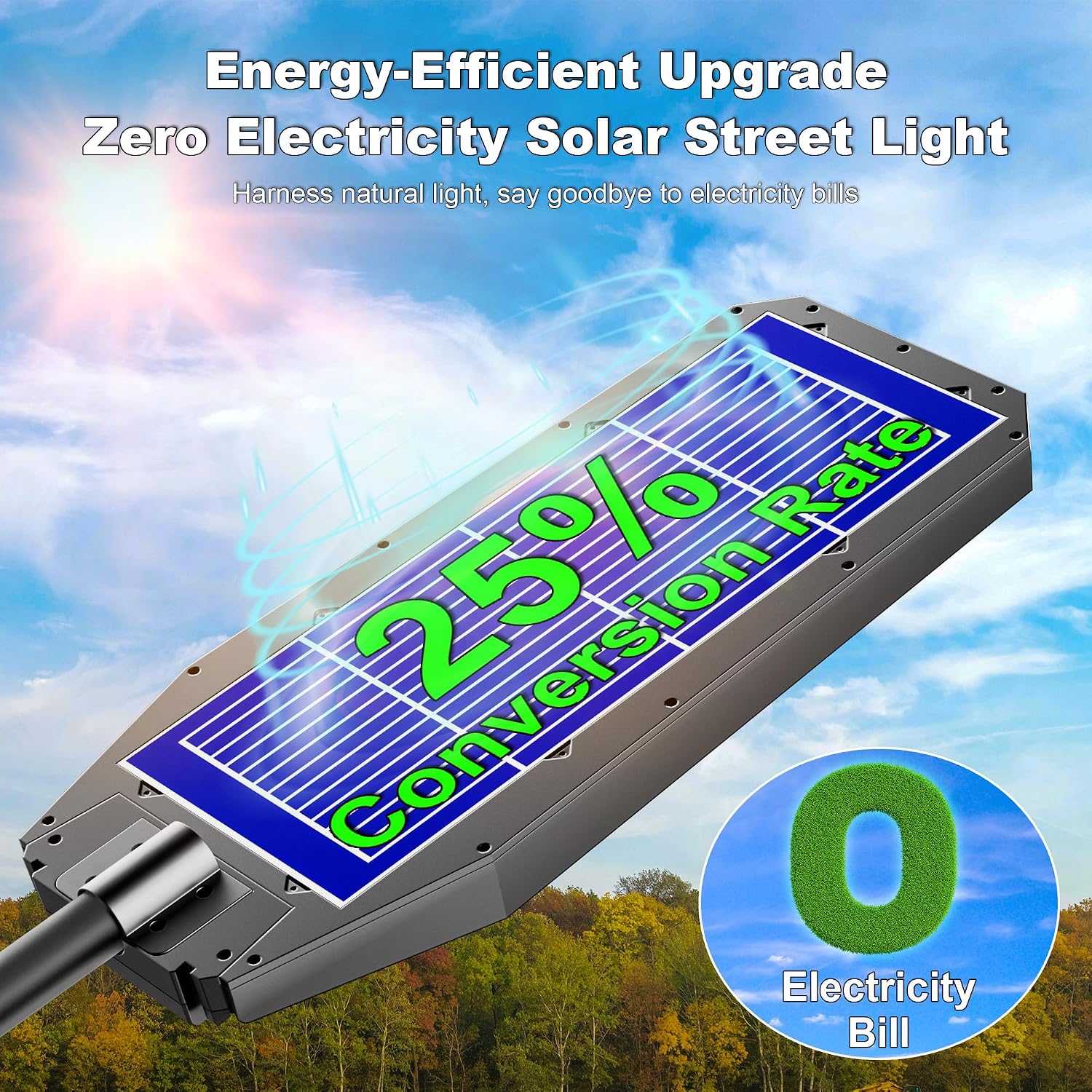 Solar Street Light 7000K 800000LM Auto On/Off Dusk to Dawn IP67 Waterproof Motion Sensor for Security & Outdoor Lighting (9000W-4Pack)