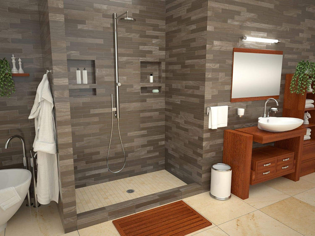 Tile Redi P3648C-PVC Shower Pan with Center Drain- Single Curb Shower Base, 2' PVC Drain, and Plate Included, 48' Width x 36' Depth