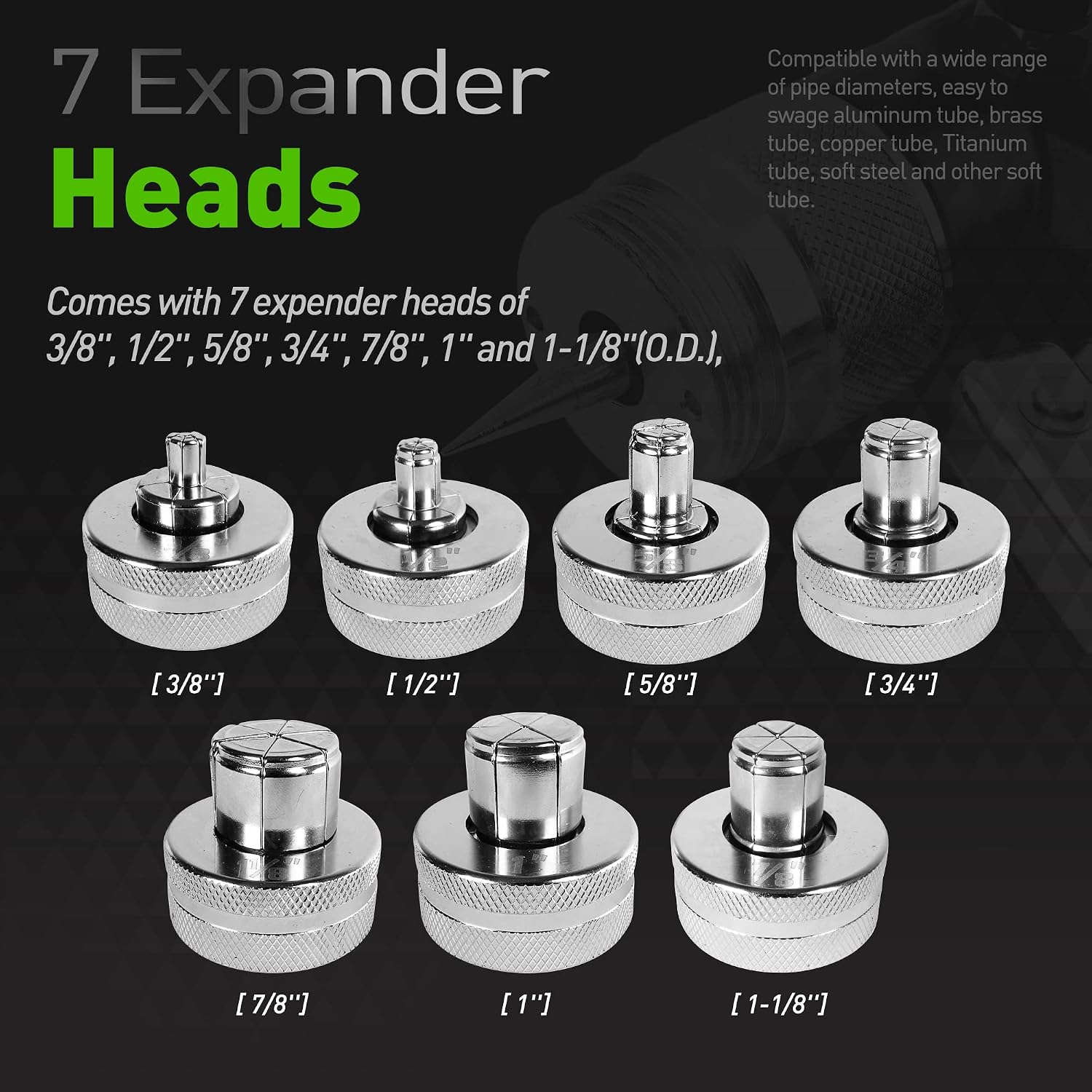 Super Stars Copper Pipe Expander Tube Expander Handhold Pump Type HVAC Swaging Tool, with Tube Cutter, Deburring Tool and 7 Expander Heads for 3/8 to 1-1/8 Inches Copper Pipes