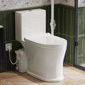 700W Upflush Toilet with Macerator Pump For Basement, One Piece Macerating Toilet for Bathroom, Powerful & Quiet Dual-Flush Elongated One-Piece Toilet, Glazed Surface, 30FT Up Pumping