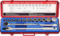 Genius Tools 16 Piece 1/2' Dr. Metric Hand Socket Set (12-Point) TW-416MAM
