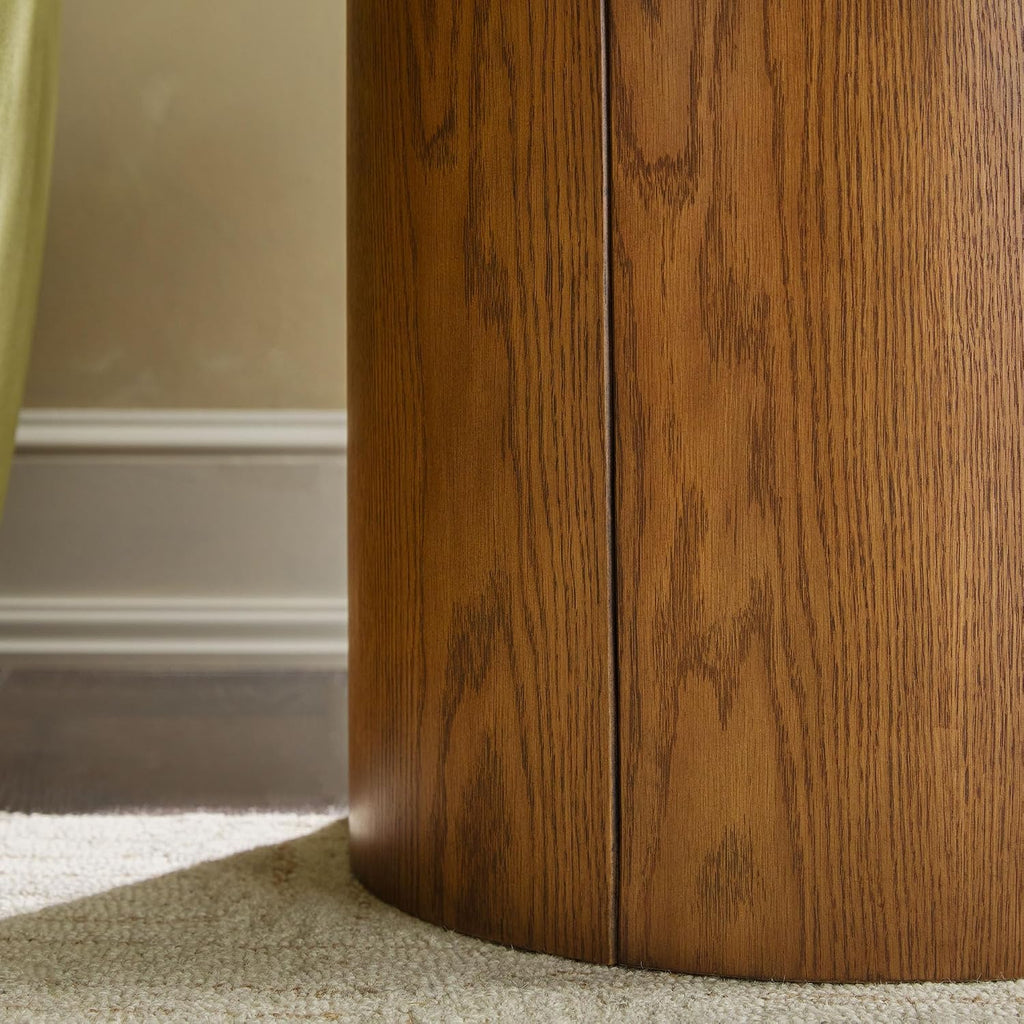 Walker Edison Maya Modern Solid Oak Wood Veneer Side Table with Storage, 18 Inch, Medium Brown Oak