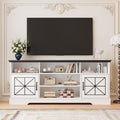 Wodeer White TV Stand for TVs up to 65 Inches, 59'' Farmhouse Entertainment Center with Storage Cabinet, Adjustable Shelf and Power Outlet, LED TV Stands for Living Room, Bedroom