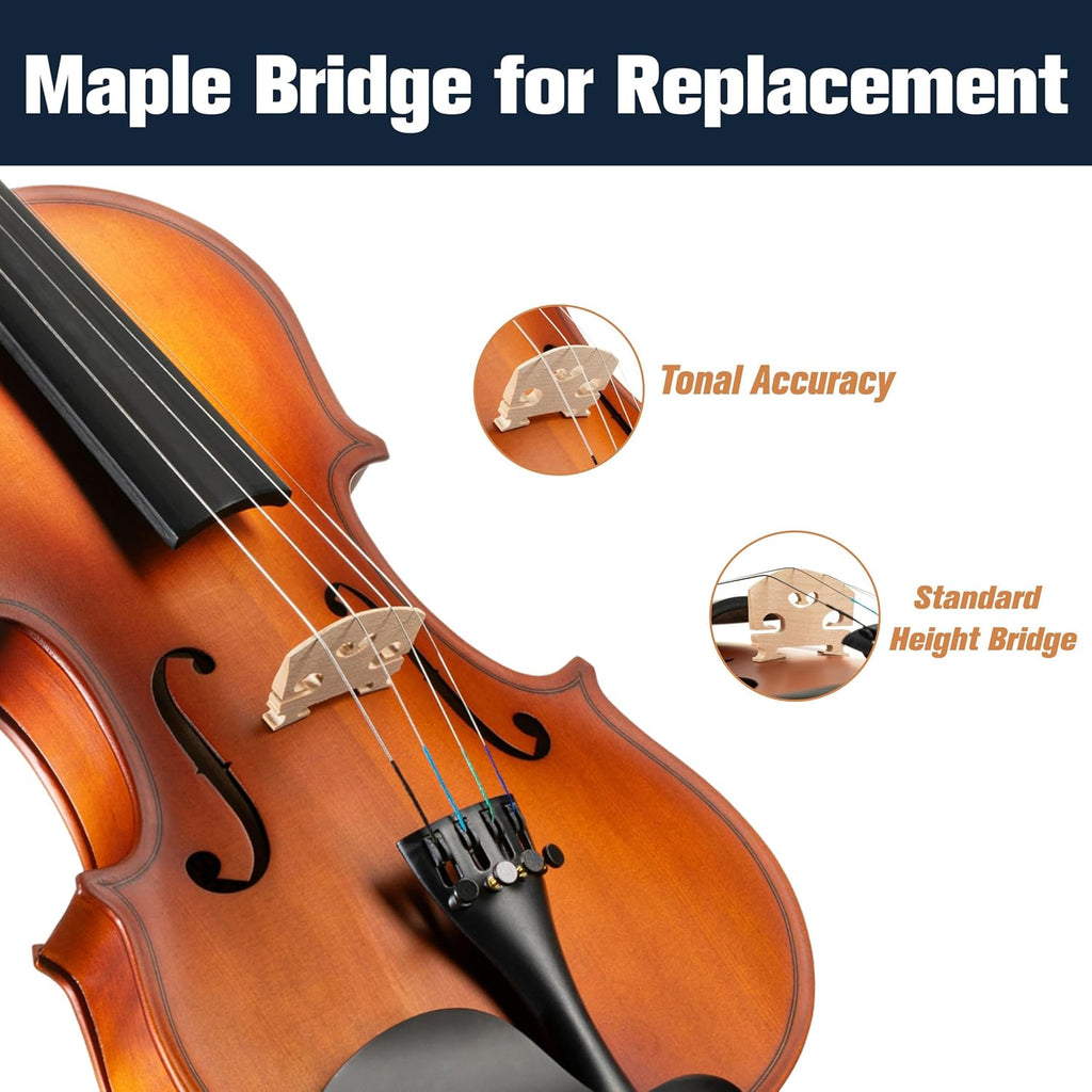 Mendini by Cecilio 3/4 Violin Set For Beginners - Hand Carved Acoustic Violins Kit - Fiddle Solid Wood Kit with Hard Case, Bow, Rosin, Shoulder Rest, Bridge and Extra Strings