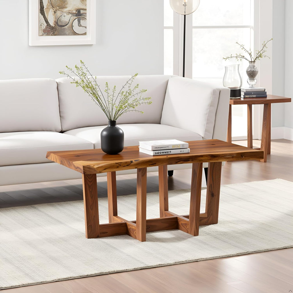 Alaterre Furniture Berkshire Live Edge Solid Wood 42 inch Coffee Table, Natural