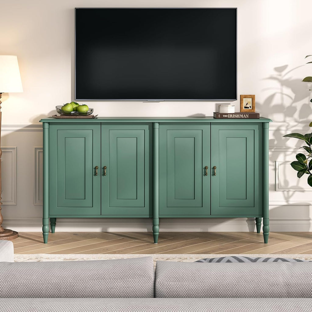 JOINICE Buffet Cabinet with Storage,Credenza Coffee Bar for Kitchen,Buffet Storage Cabinet with 4 Doors,59' Vintage Sideboard,Green