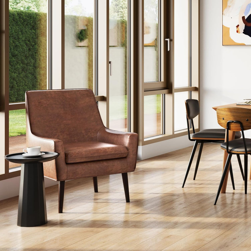 SIMPLIHOME Dayton End Table - 13 inch Wide Solid Mango Wood Round Accent Table in Black, Handcrafted Contemporary Nightstand or Lamp Stand for Living Room or Bedroom with Textured Finish, Assembled