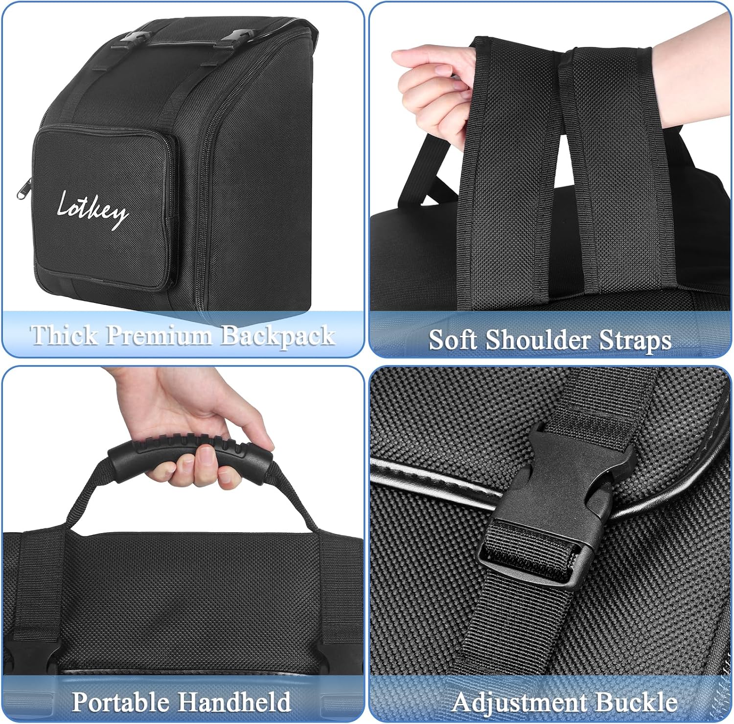 Lotkey 34 Key Diatonic Accordion, 3412 Multi Tone Celluloid Accordions Louder Clearer Timbre than Plastic for Adult, Beginner, Professional with Updated Bag, Straps, Acordeón Wrist Guard (FBE Blue)