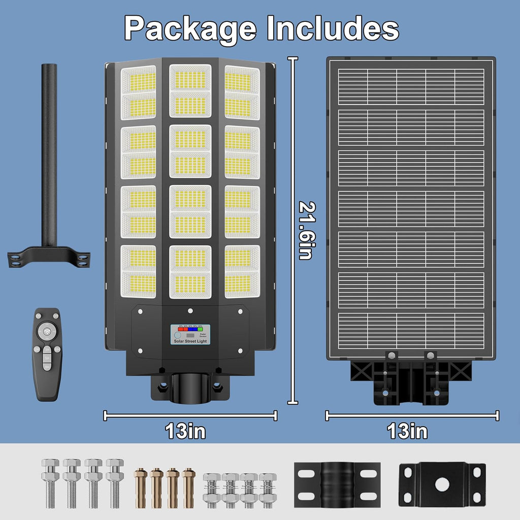 Solar Street Light Outdoor Waterproof Commercial Parking Lot Lights Motion Sensor 10000W LED Floodlight Dusk to Dawn, Outside Solar Lights for Yard Garden Pathway Patio