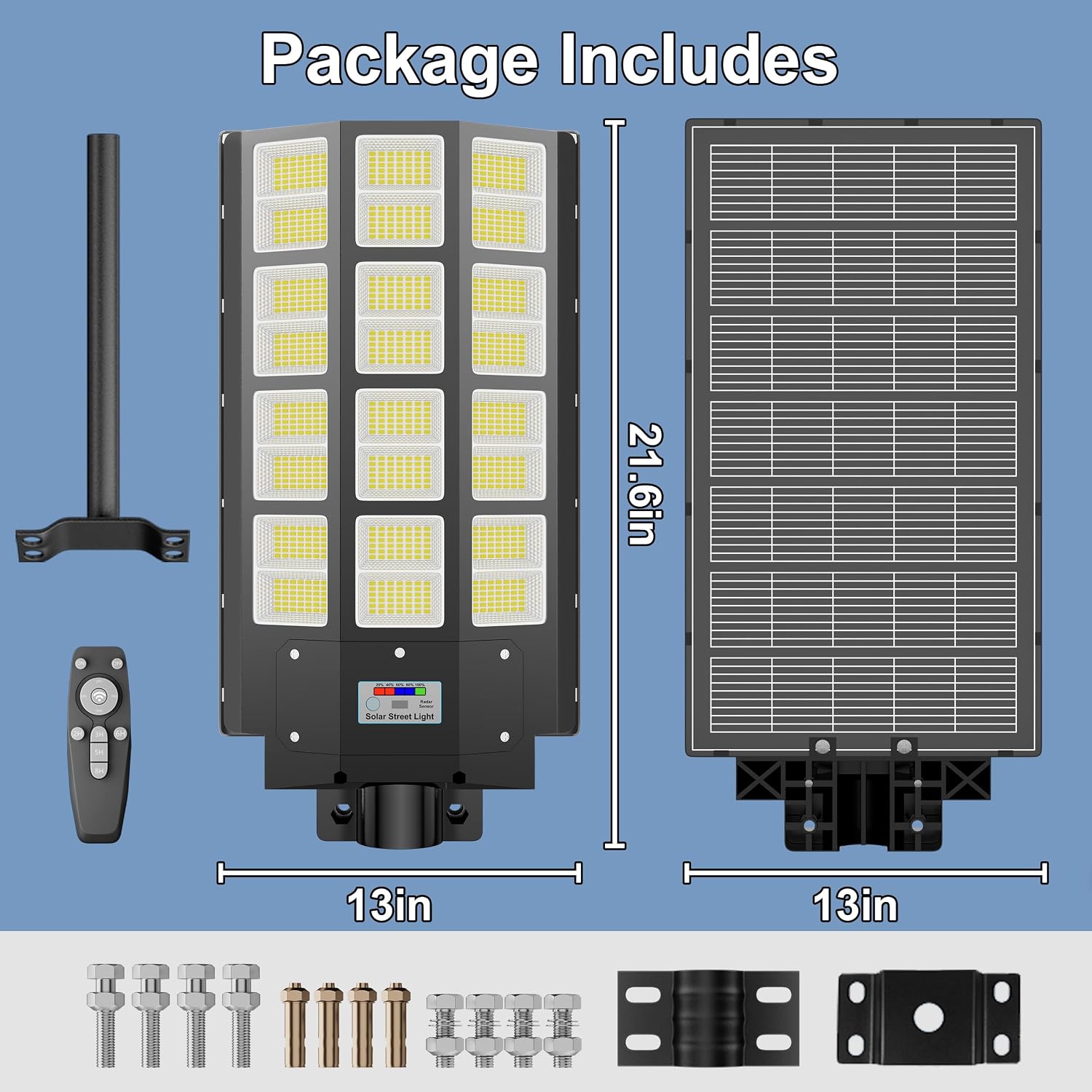 Solar Street Light Outdoor Waterproof Commercial Parking Lot Lights Motion Sensor 10000W LED Floodlight Dusk to Dawn, Outside Solar Lights for Yard Garden Pathway Patio
