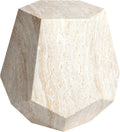 Empire Art Direct Geaometric Travertine Stone Finish Italian Design MgO Side Accent Table, Living Room, Bedroom & Office, 19.6'x19.6'x18.9'