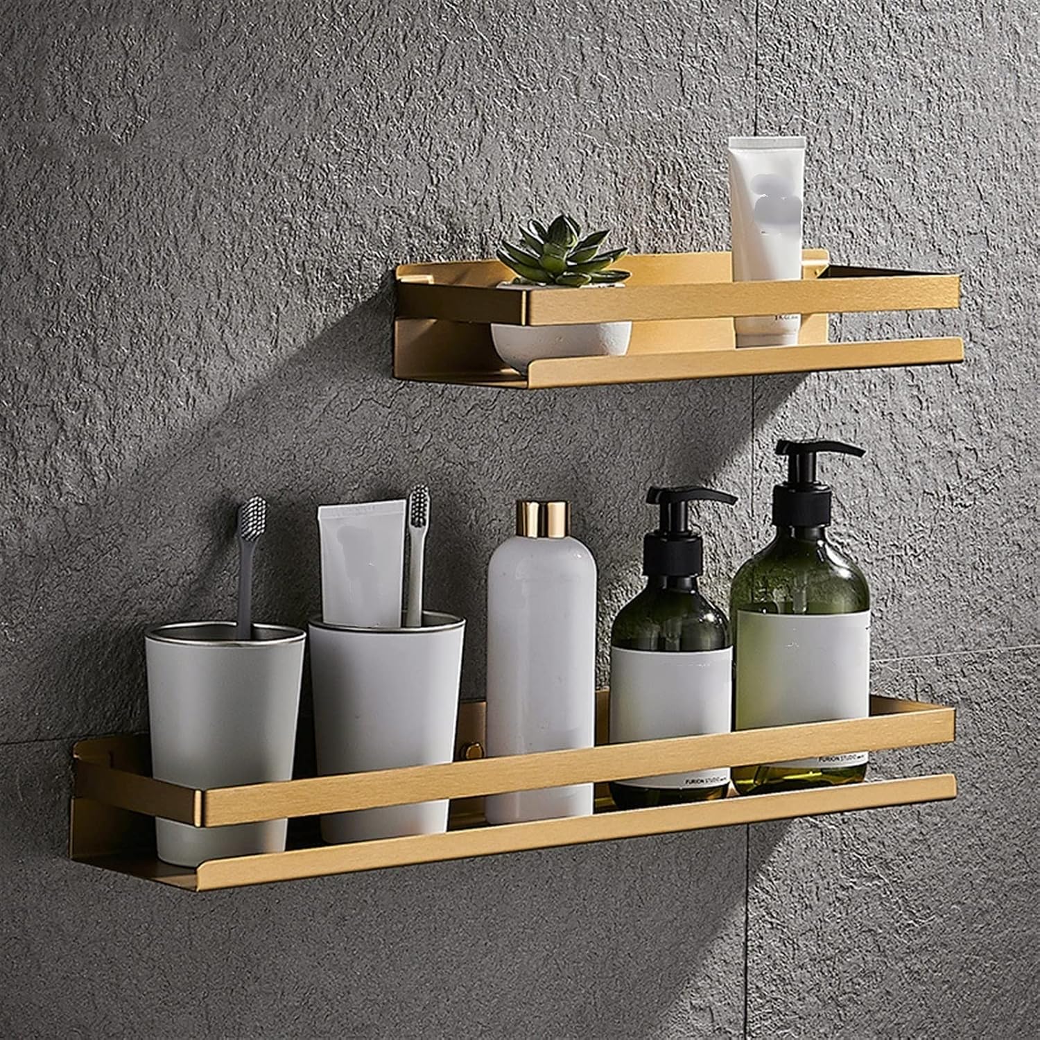 20-50Cm Bathroom Accessories Matt Black Gold Corner Shelves Kitchen Wall Mounted Shower Bath Shampoo Storage Rack Towel Bar,Gold 40cm