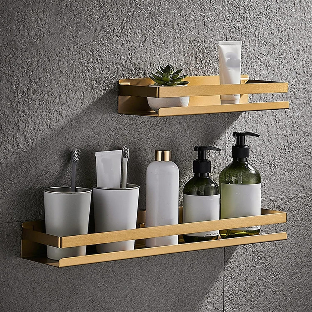 20-50Cm Bathroom Accessories Matt Black Gold Corner Shelves Kitchen Wall Mounted Shower Bath Shampoo Storage Rack Towel Bar,Gold 30cm