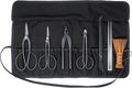 KAKURI Japanese Bonsai Tool Set 7 Pcs, Made in Japan, Professional Bonsai Kit (Satsuki Scissors, Long Handle Bonsai Scissors, Jin Pliers, Wire Cutter, Tweezers, Root Hook, Broom, Bag)