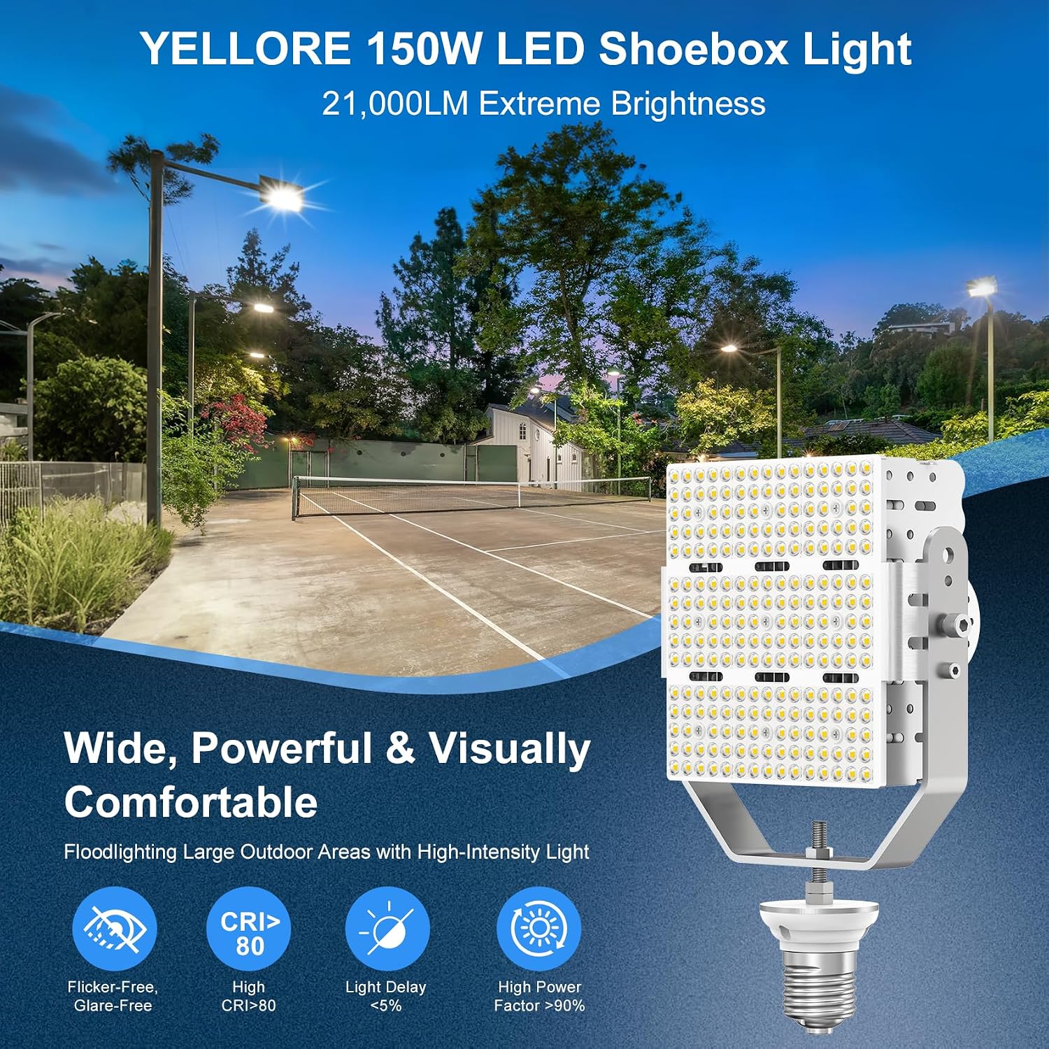 LED Retrofit Kit for Parking Lot Light, 150W 21750LM 100-277V ETL Commercial LED Shoebox Light Replacement, 5000K Daylight E39 Mogul Base LED Shoebox Retrofit Kit for Outdoor Flood Light, Tennis Court