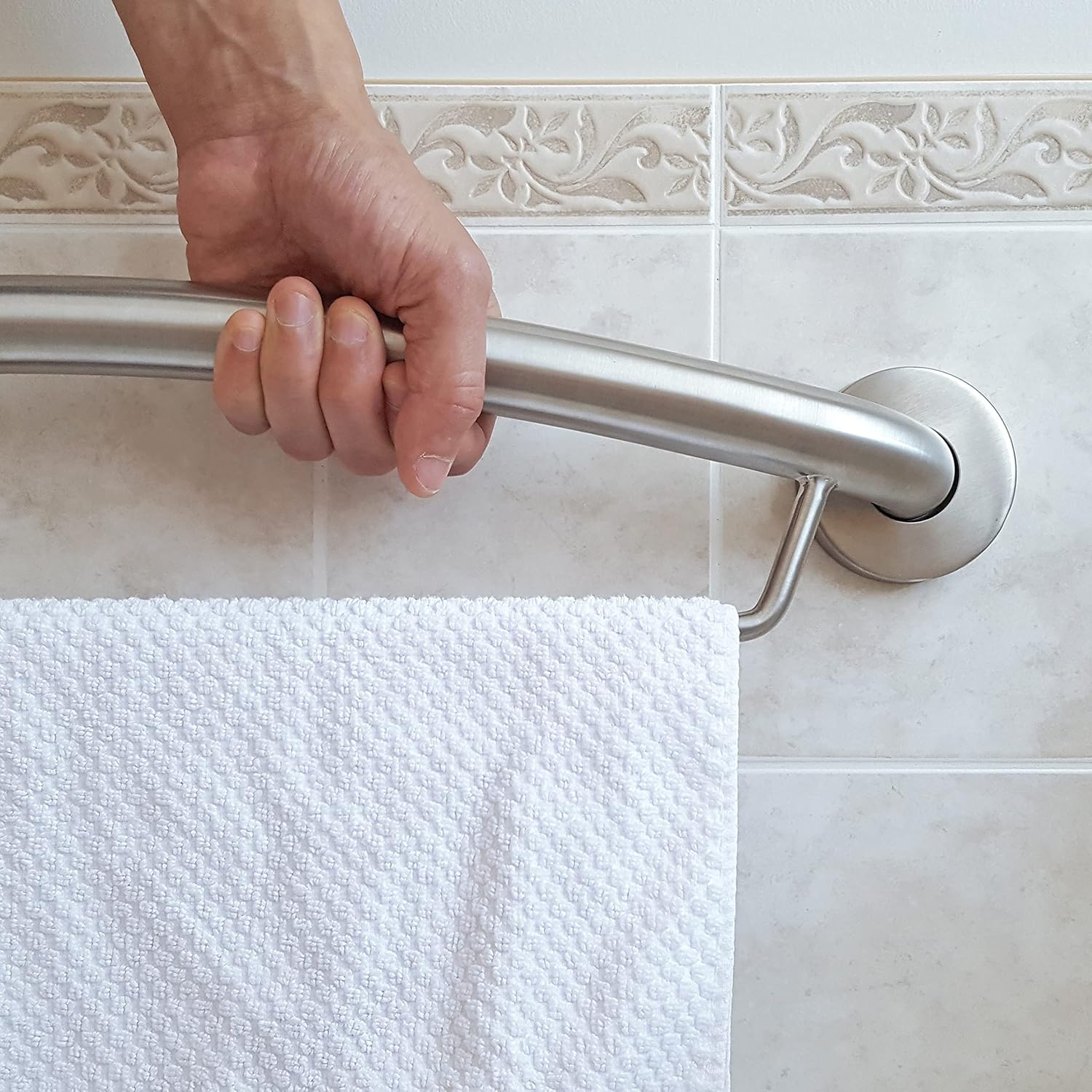 HEALTHCRAFT Plus Series Grab Bar 19.5' Shampoo Shelf / 24' Towel Bar Combo Pack in Matte Black