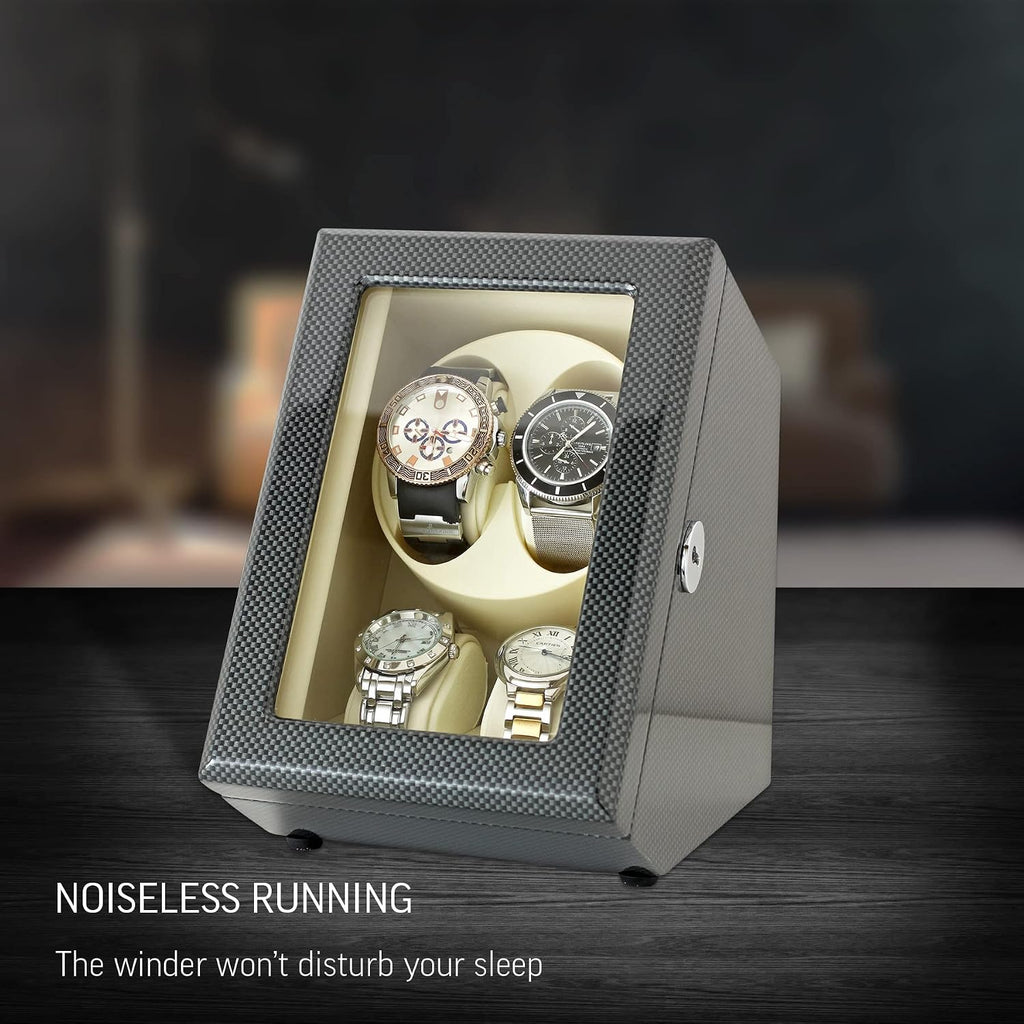 Watch Winder for 2 Watches with LED Backlight, LCD Display and Motor-Stop Option