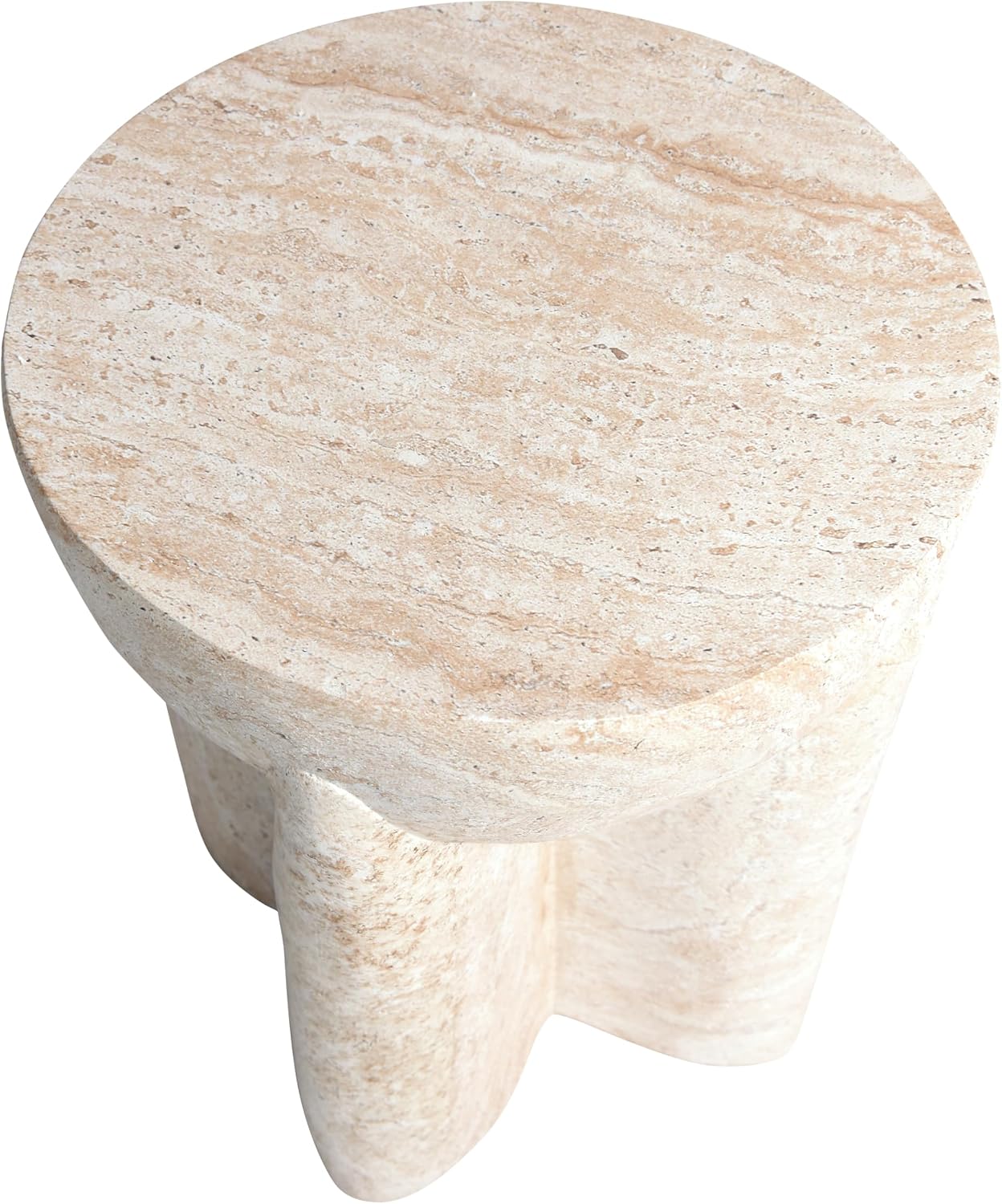 Empire Art Direct Abstract Travertine Stone Finish Italian Design MgO Side Accent Table, Living Room, Bedroom & Office, 15'x15'x18.3'