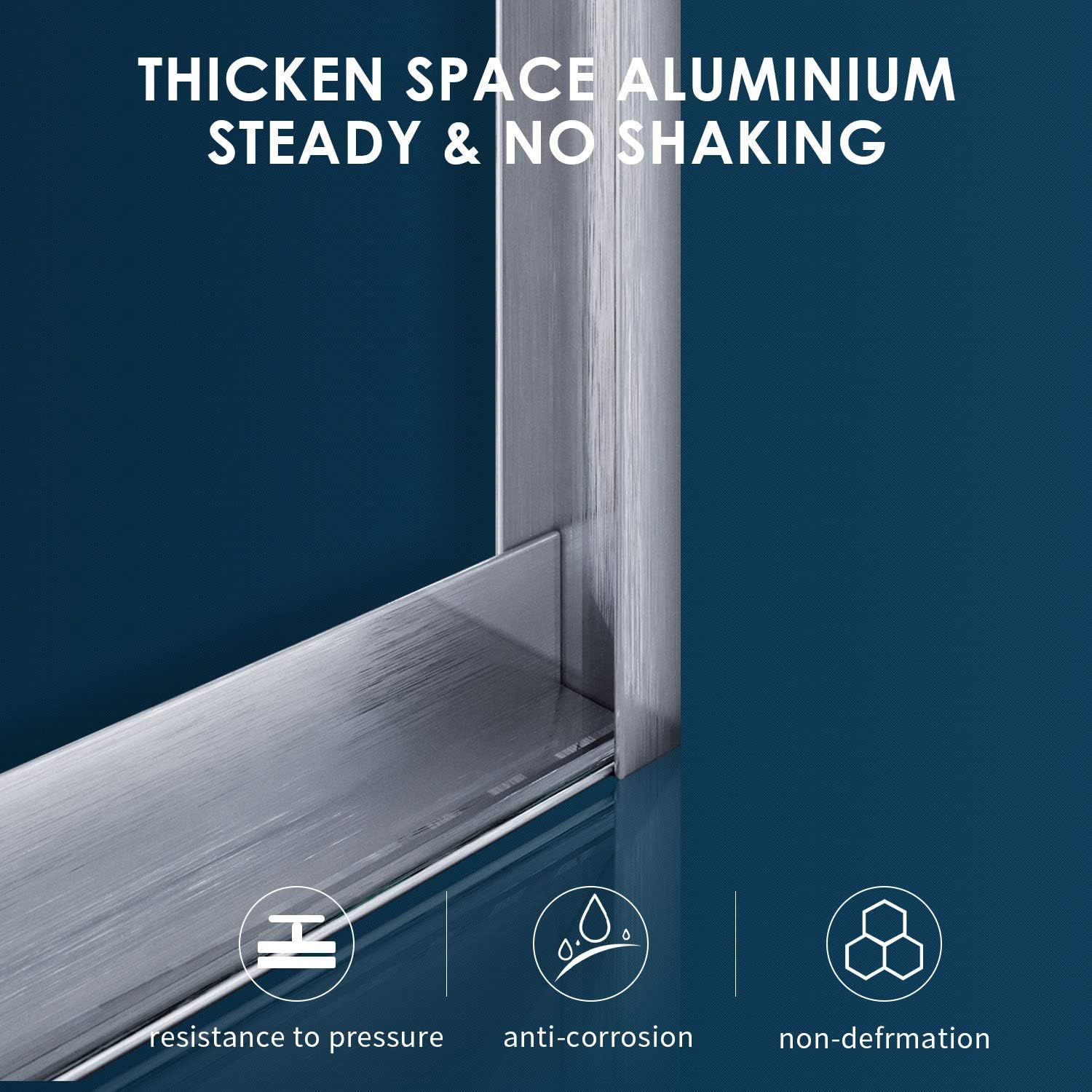 SUNNY SHOWER Semi-Frameless Shower Doors 1/4' (6mm) Glass Sliding Shower Enclosure 54' W x 72' H Shower Glass Door Brushed Nickel Finish