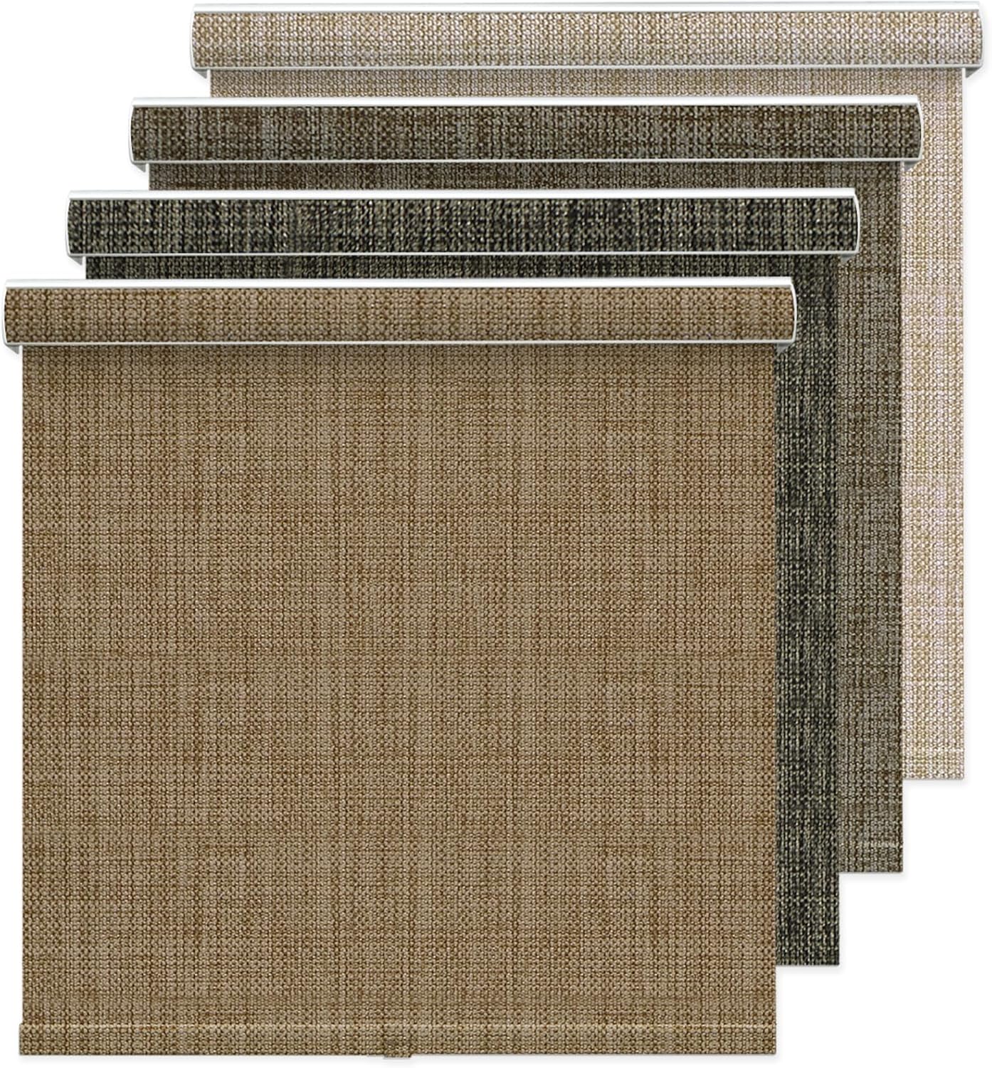 Blackout Roller Shades, Free-Stop Window Blinds with Valance, Room Darkening Thermal Insulated UV Protection Fabric for Home Office,Gold 01