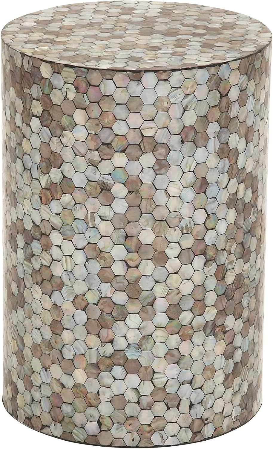Deco 79 Mother of Pearl Shell Geometric Handmade Side End Accent Table Mosaic End Table, Side Table 14' x 14' x 20', Multi Colored