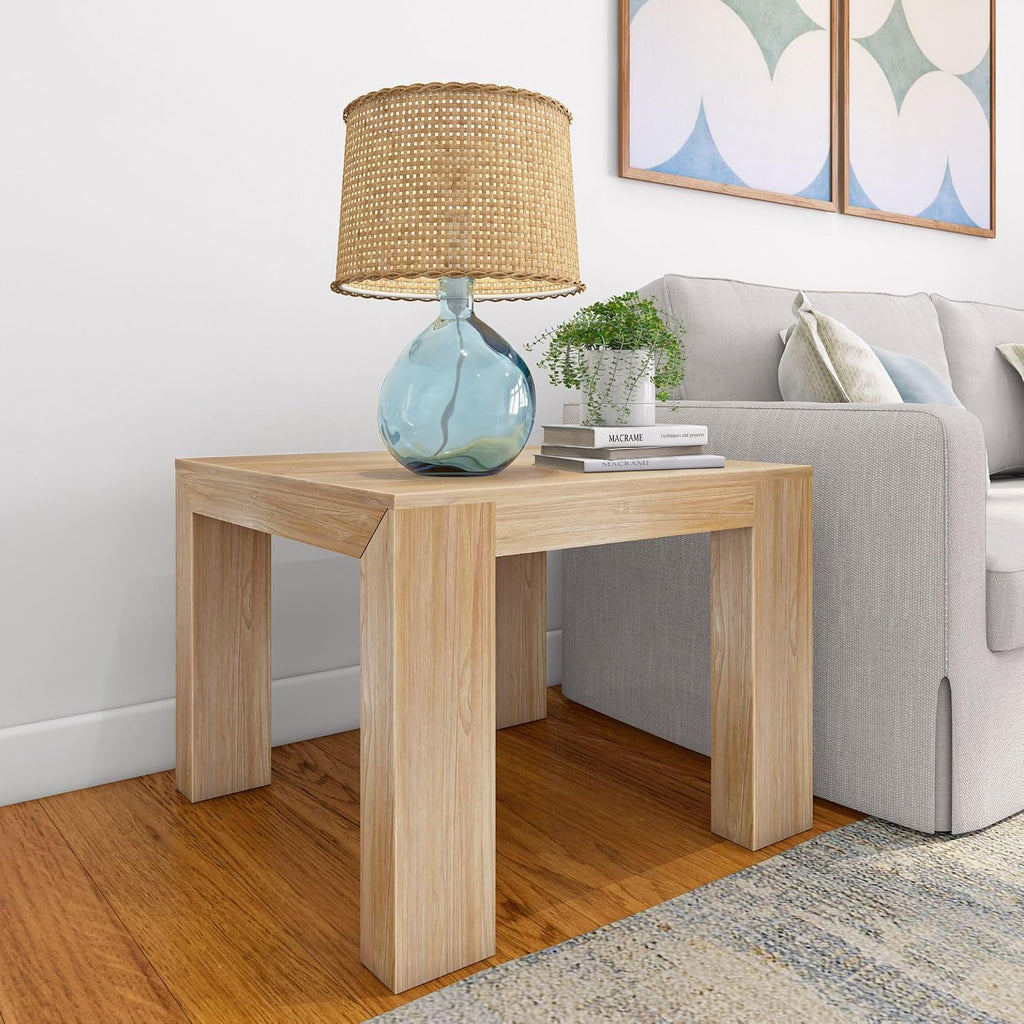 Plank+Beam Modern Square Corner Table, 32', Slim Side Table for Living Room, Mini End Table for Small Spaces, Bedside Night Stand, Blonde Wirebrush
