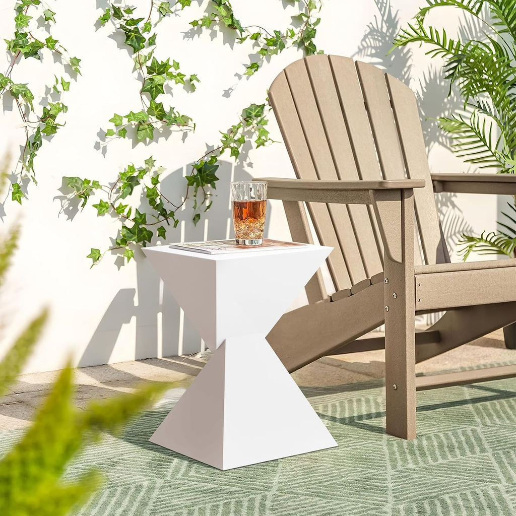 BECHAEO White Acrylic Side Table Set of 2, Small End Tables for Small Spaces, Modern Acrylic End Tables Living Room Bedroom Nightstand with Irregular Design, Lightweight Farmhouse Outdoor Side Tables