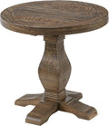 Napa Solid Wood Farmhouse Rustic Round End Side Living Room Table, Nightstand 26' W x 26' D x 25' H