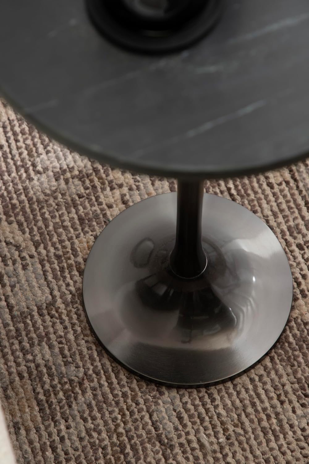 Kate and Laurel Baronet Glam Marble Round Side Table; 14 x 14 x 24; Black Marble and Gray Gunmetal; Marble Top Circle End Table for Use as a Bedroom Nightstand or Living Room Plant Stand Option