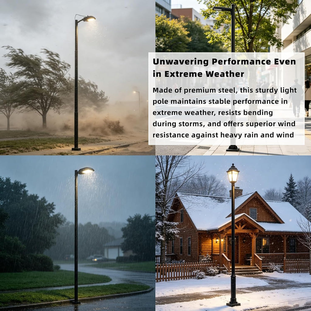 Street Light Pole, 13ft Tall Split Street Lamp Post for Outdoor Street Courtyard Parking Lot Lighting Post Fixtures with Mounting Ground Cage, Patio Lighting Pole (13FT 76mm)
