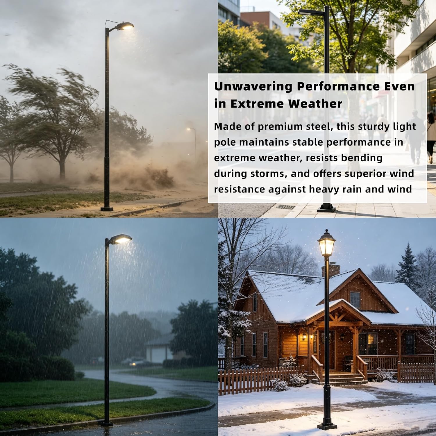 Street Light Pole, 13ft Tall Split Street Lamp Post for Outdoor Street Courtyard Parking Lot Lighting Post Fixtures with Mounting Ground Cage, Patio Lighting Pole (13FT 76mm)